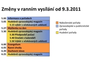 Změny v ranním vysílání od 9. 3. 2011